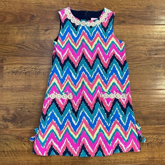 Lilly Pulitzer chevron girls shift dress - Picture 1 of 5